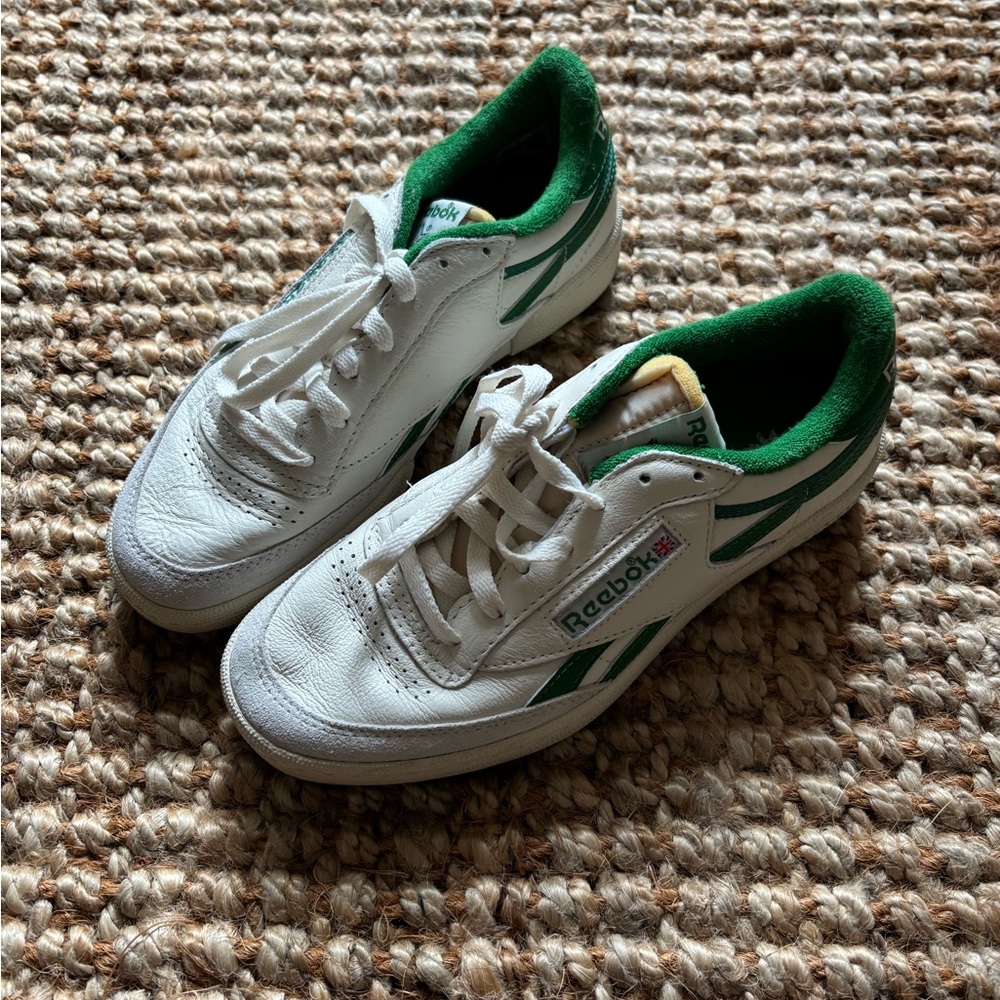 Reebok White and Green Sneakers